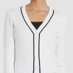 All in Motion White Cardigan with Black Accents
